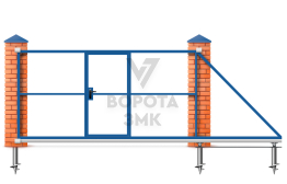 Ворота откатные 3500×2000 с калиткой ЗМК-7612